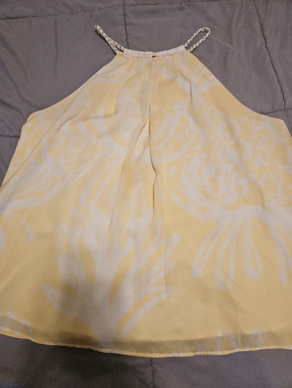 Lilly Pulitzer Yellow & White Braided-Strap Halter Top